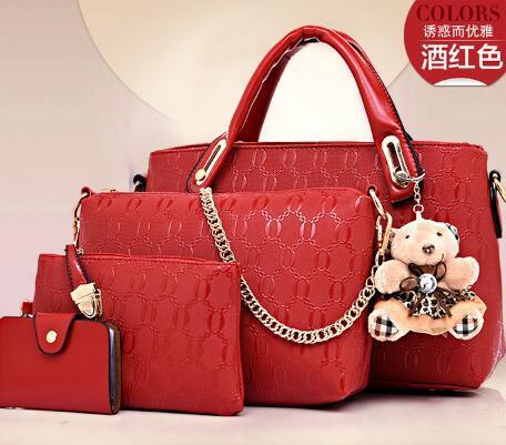 new Korean fashion handbags embossed four piece ladies bag shoulder diagonal handbag