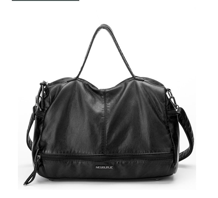 Autumn and winter new Messenger bag washed leather large capacity motorcycle bag handbags shoulder bag ladies big bag
